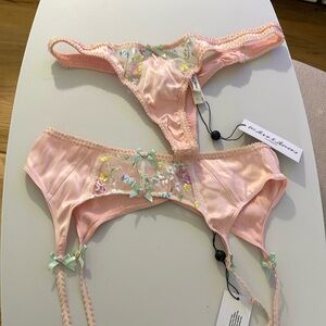For Love and Lemons Light Pink Garter (L) and Thong (L)